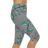 Blue vine capri leggins Printify