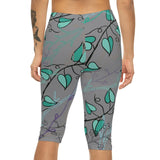 Blue vine capri leggins Printify