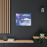 Neon moon city canvas Printify