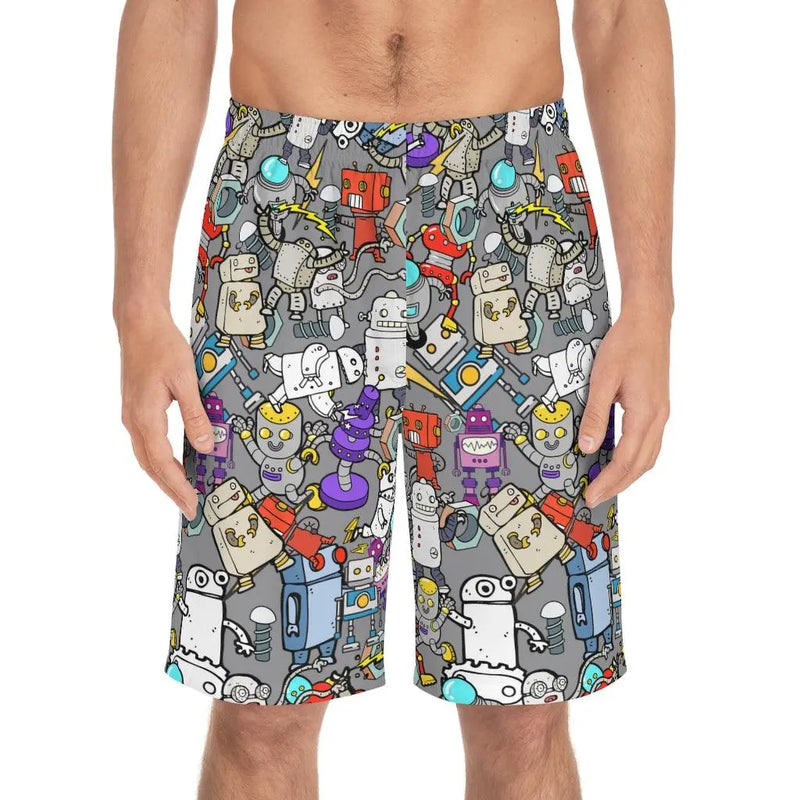 Robo Frenzy Board Shorts Printify