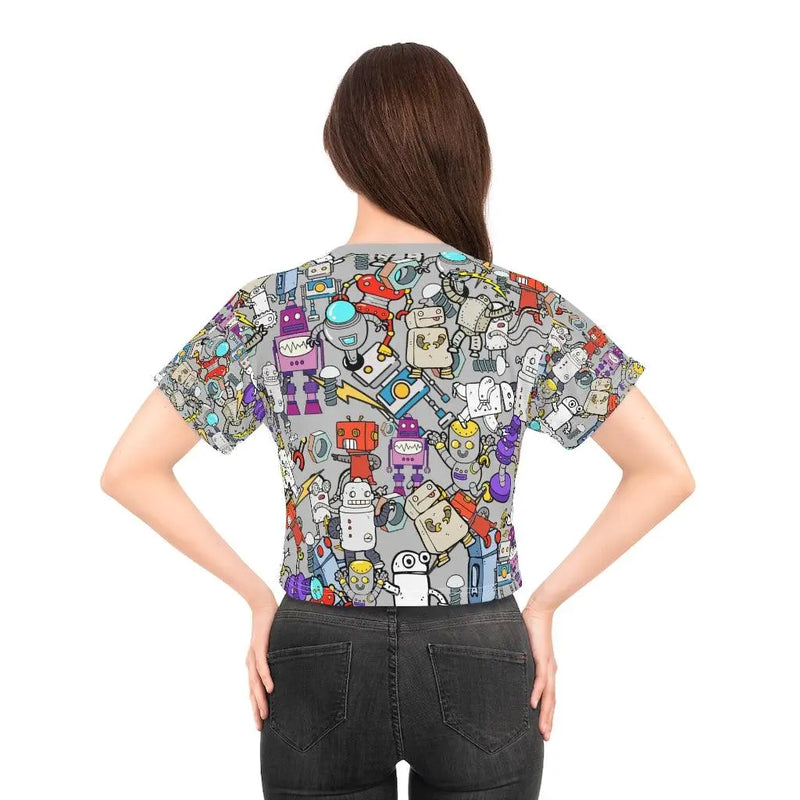 Women Robo frenzy crop T Printify