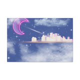 Neon moon city canvas Printify