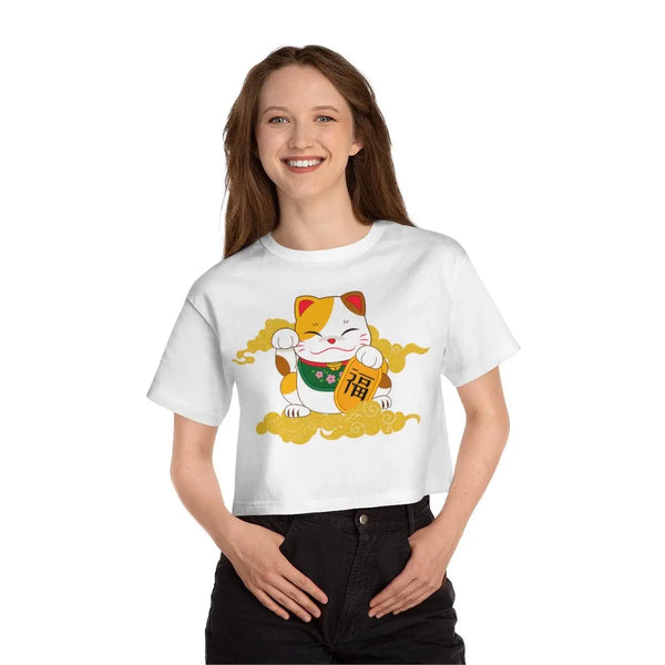 Good fortune kitty crop T Printify