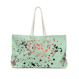 Black paint splatter weekender Bag Printify