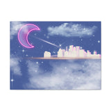 Neon moon city canvas Printify