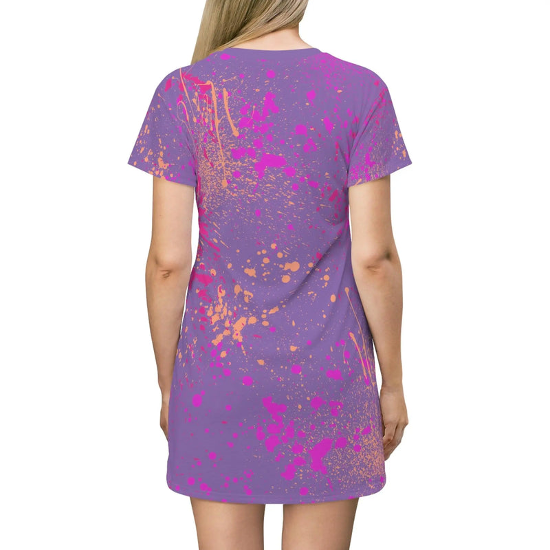 Paint splat magenta T dress Printify