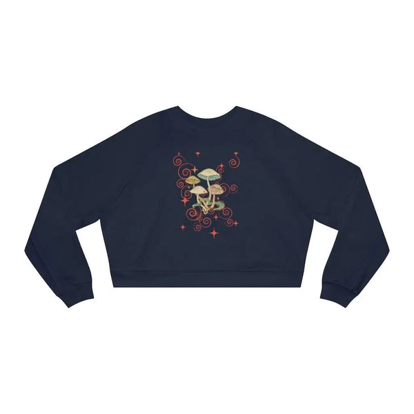 Magic mushrooms crop sweat shirt Printify