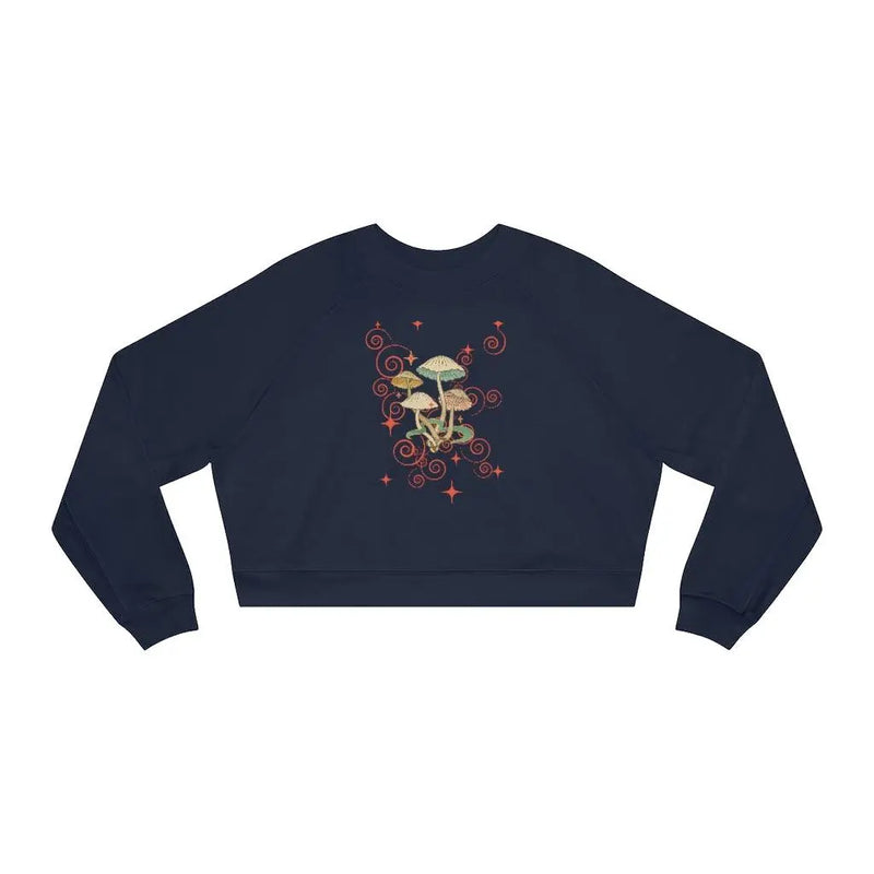 Magic mushrooms crop sweat shirt Printify