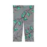 Blue vine capri leggins Printify