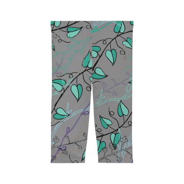 Blue vine capri leggins Printify