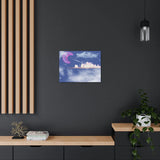 Neon moon city canvas Printify