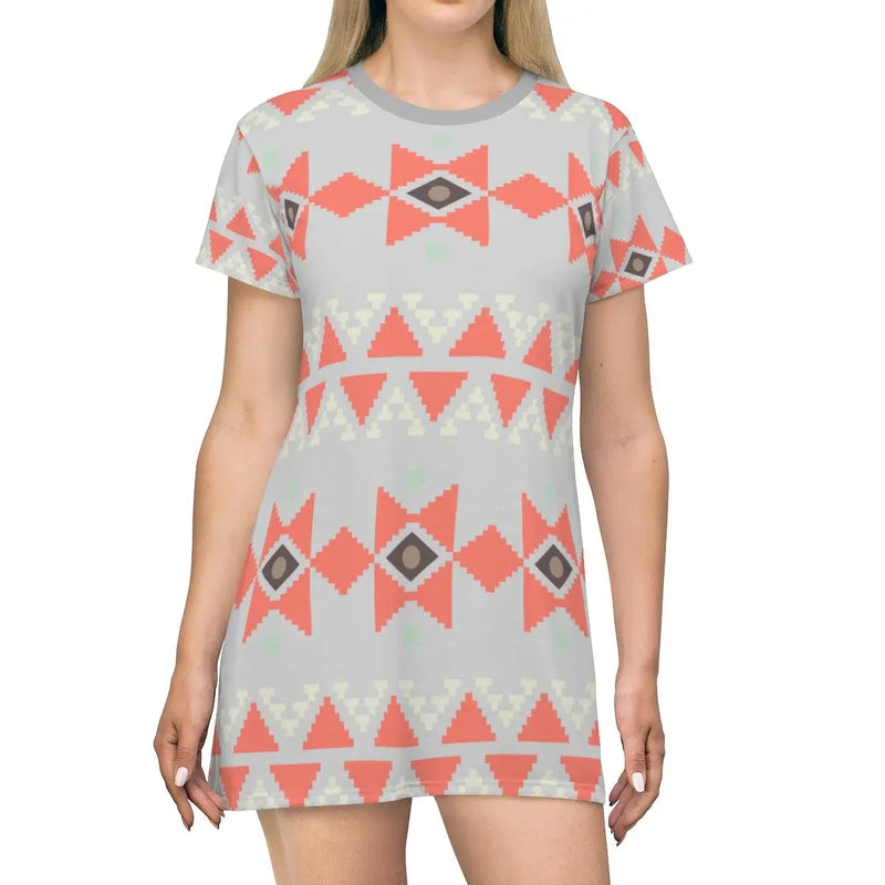 Folk Aztec t shirt dress Printify