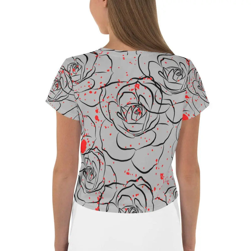 splatter rose crop tee shirt Chocolate Sushie Graphics