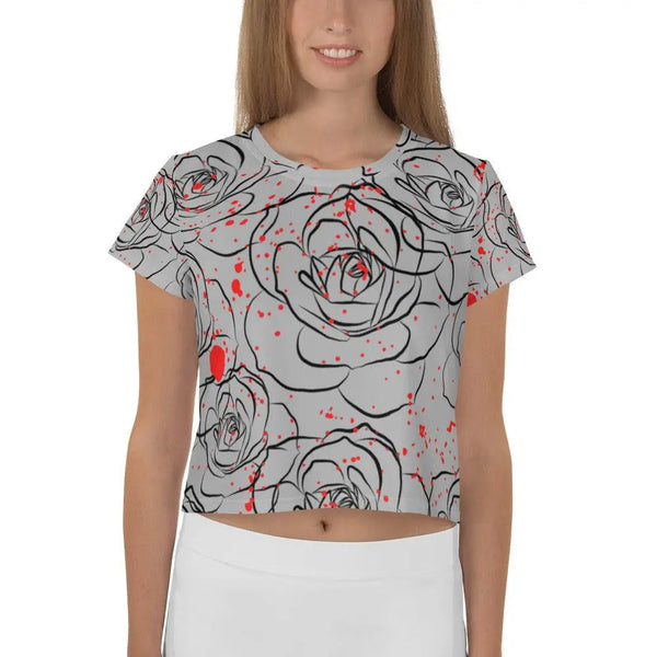 splatter rose crop tee shirt Chocolate Sushie Graphics