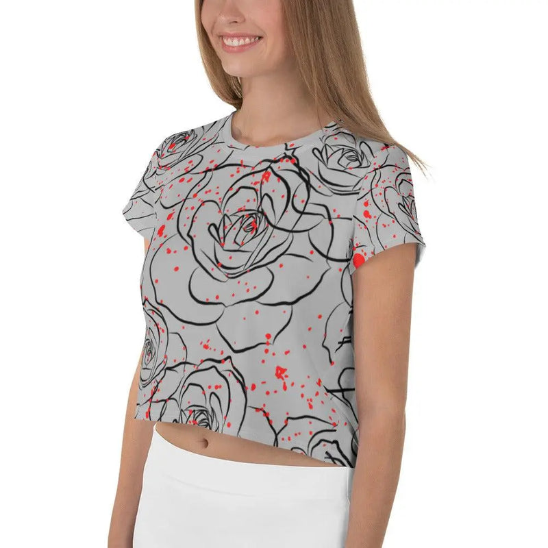 splatter rose crop tee shirt Chocolate Sushie Graphics