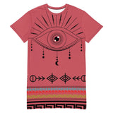 Mystic Aztec eye T-shirt dress Chocolate Sushie Graphics