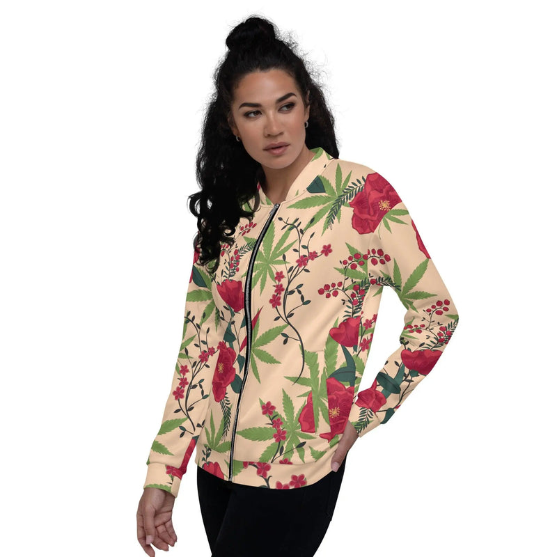 Cannabis Boquet bomber jacket Chocolate Sushie Graphics