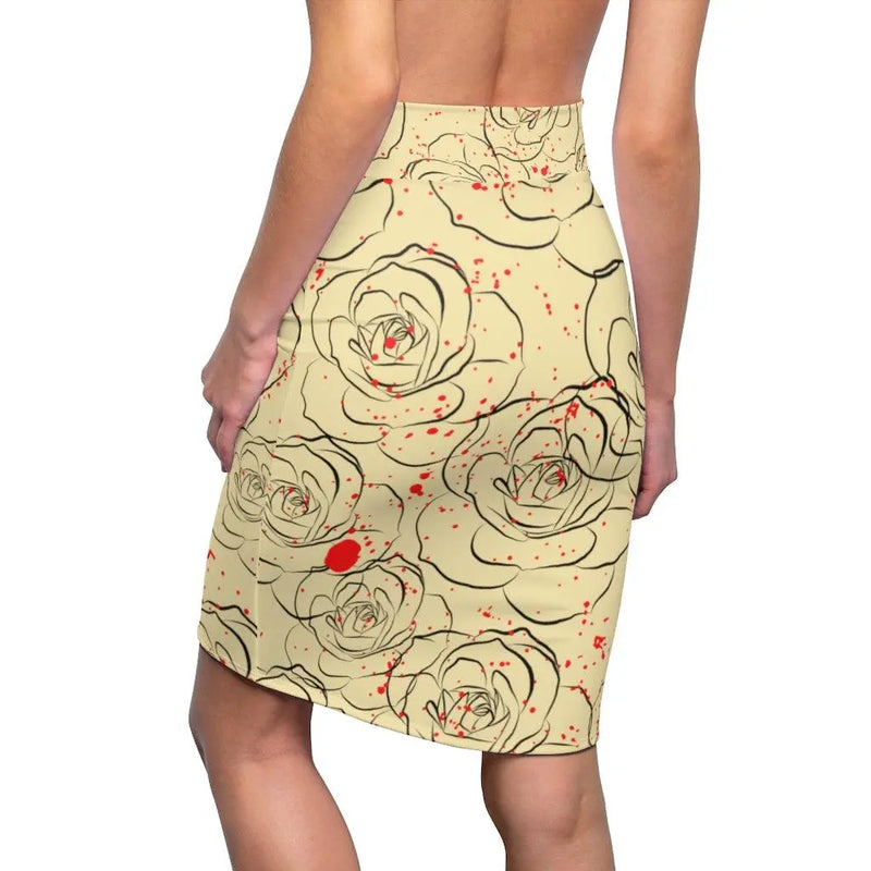 Splattered rose Pencil Skirt Printify