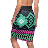 Teal tribal print pencil skirt Printify