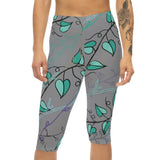 Blue vine capri leggins Printify