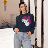 Heart print crop sweatshirt Printify