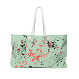 Black paint splatter weekender Bag Printify