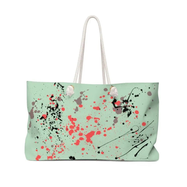 Black paint splatter weekender Bag Printify